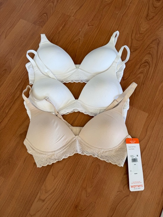 Warner's Other - Brand New Set of 3 Lace Trim Light Nude Bra - 34A (Light Nude and White)